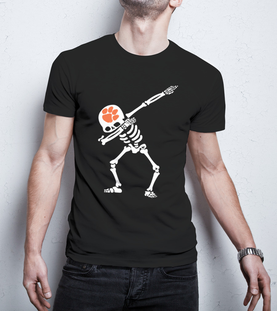 Clemson Tigers Dabbing Skeleton With Paw T-Shirt