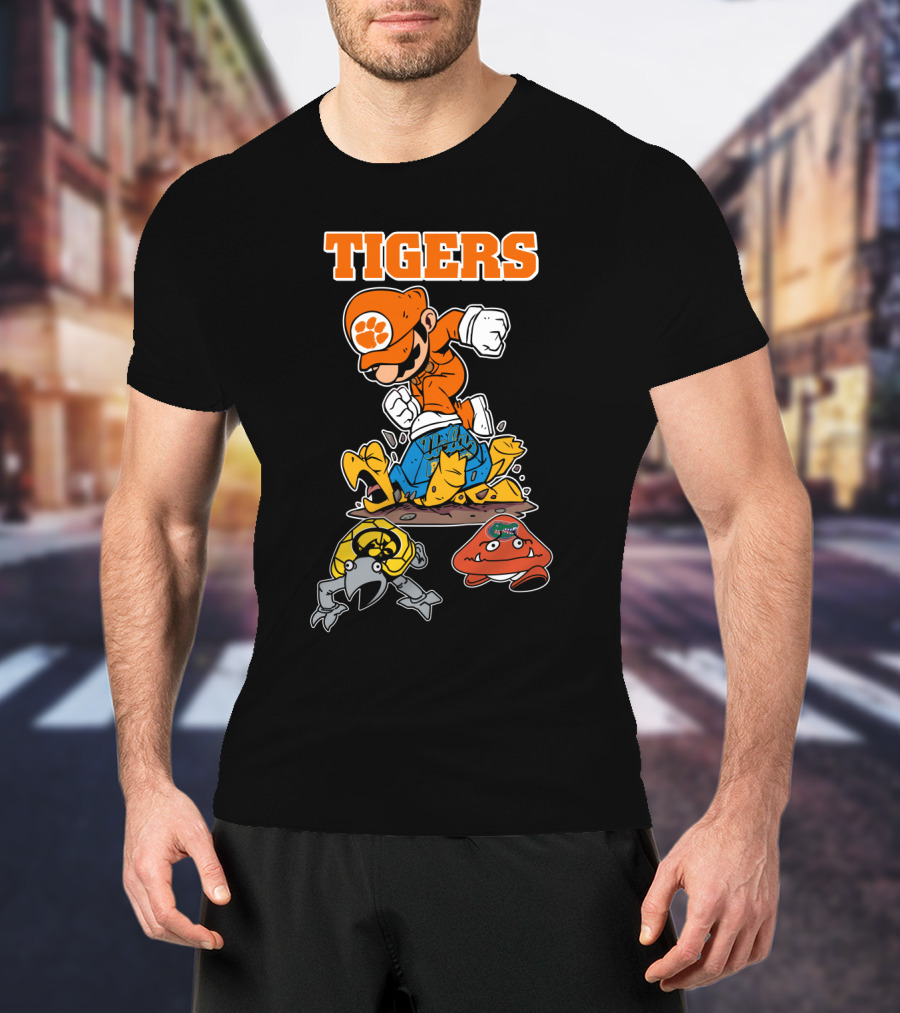 Tigers Clemson Parody Style Iconic Character Jumping Action T-Shirt