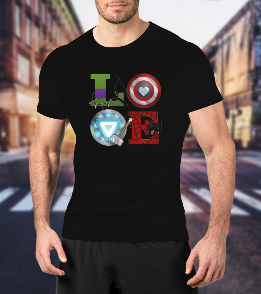 Avengers Love Hulk Captain America Iron Man Thor Spider-Man T-Shirt