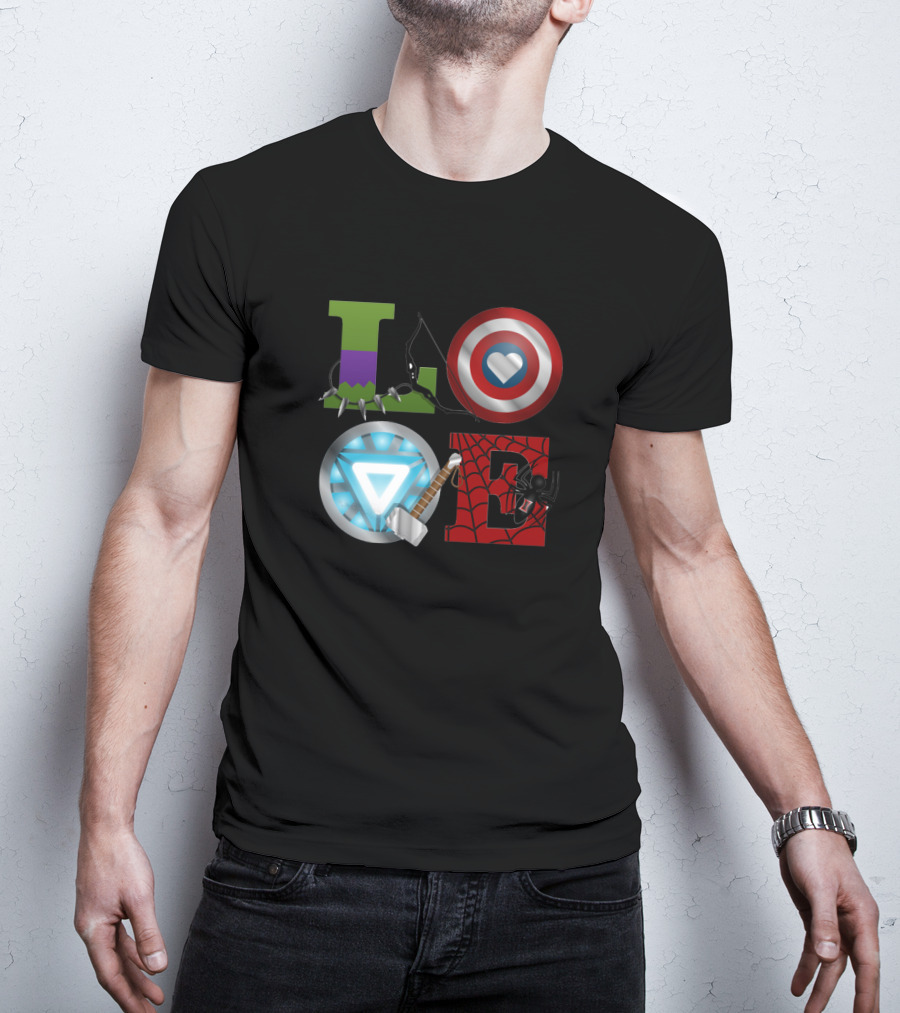 Avengers Love Hulk Captain America Iron Man Thor Spider-Man T-Shirt