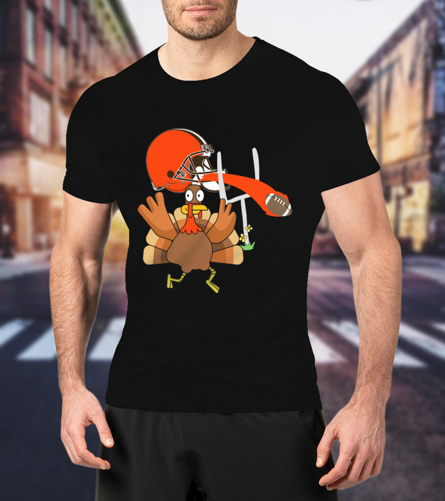 Cleveland Browns Turkey Thanksgiving Football Helmet T-Shirt