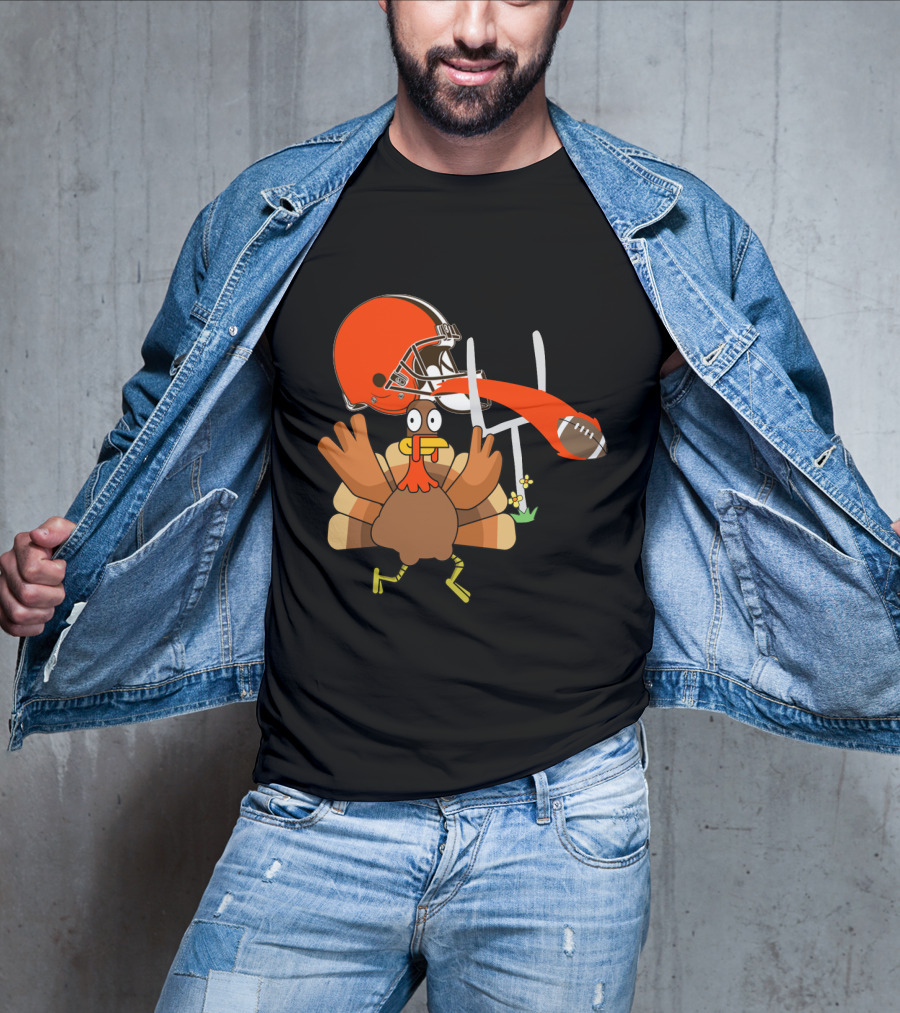 Cleveland Browns Turkey Thanksgiving Football Helmet T-Shirt