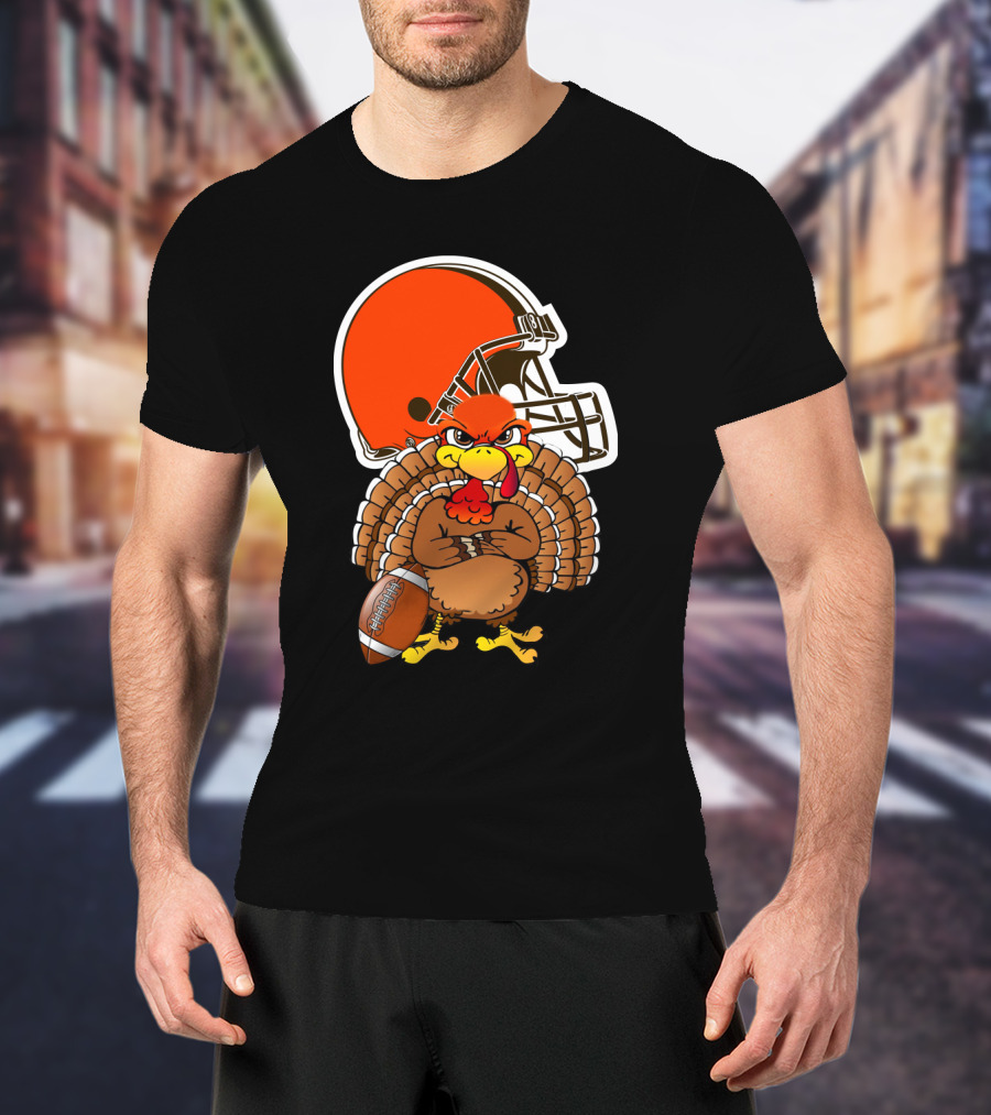 Cleveland Browns Angry Thanksgiving Turkey Football Helmet T-Shirt