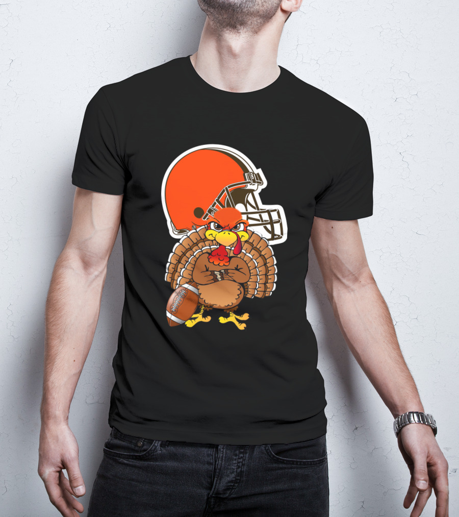 Cleveland Browns Angry Thanksgiving Turkey Football Helmet T-Shirt