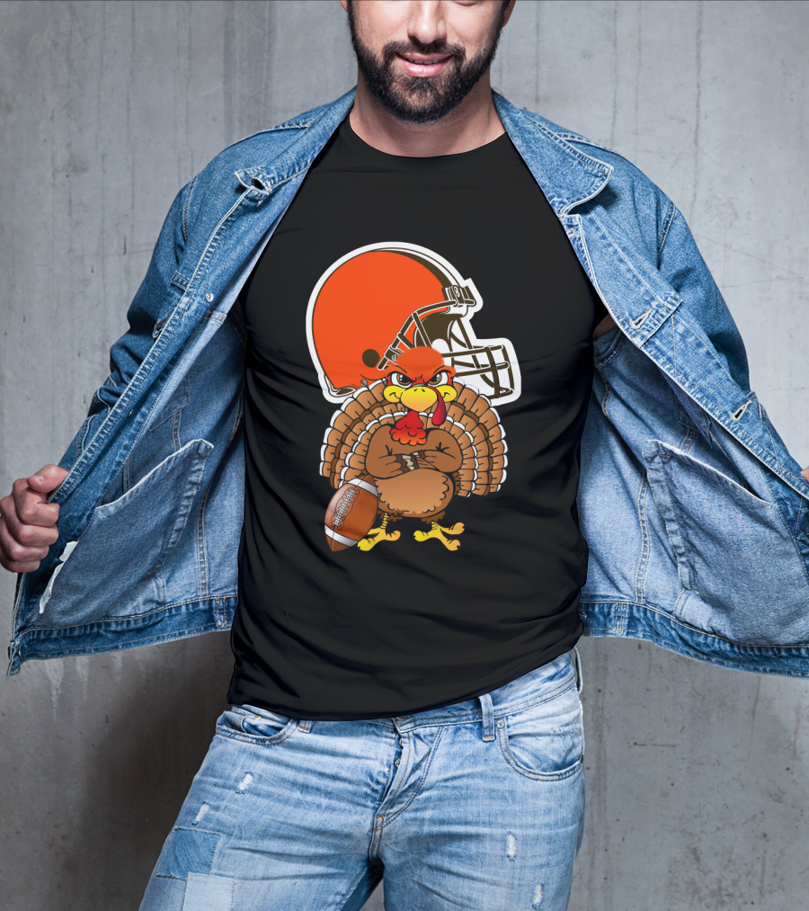 Cleveland Browns Angry Thanksgiving Turkey Football Helmet T-Shirt