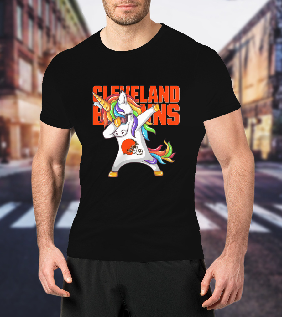 Cleveland Browns Rainbow Unicorn Football Helmet T-Shirt