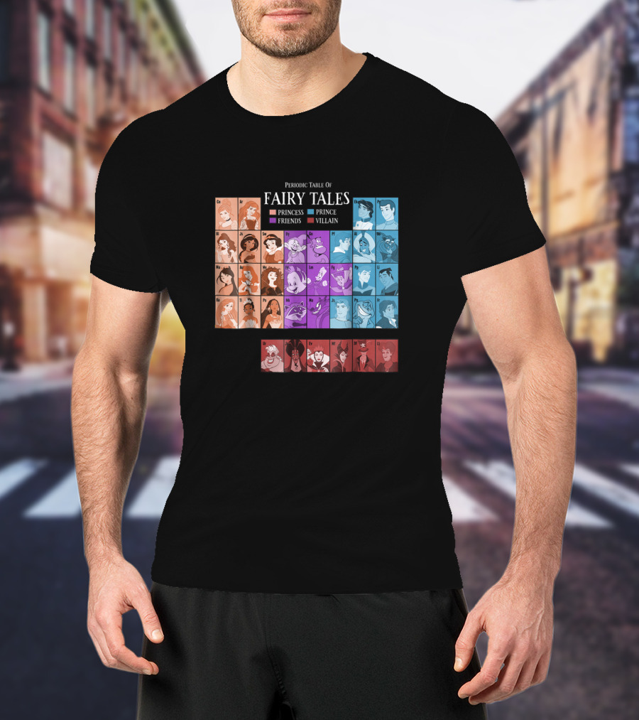 Periodic Table Of Fairy Tales Princess Prince Friends Villain Disney Films T-Shirt
