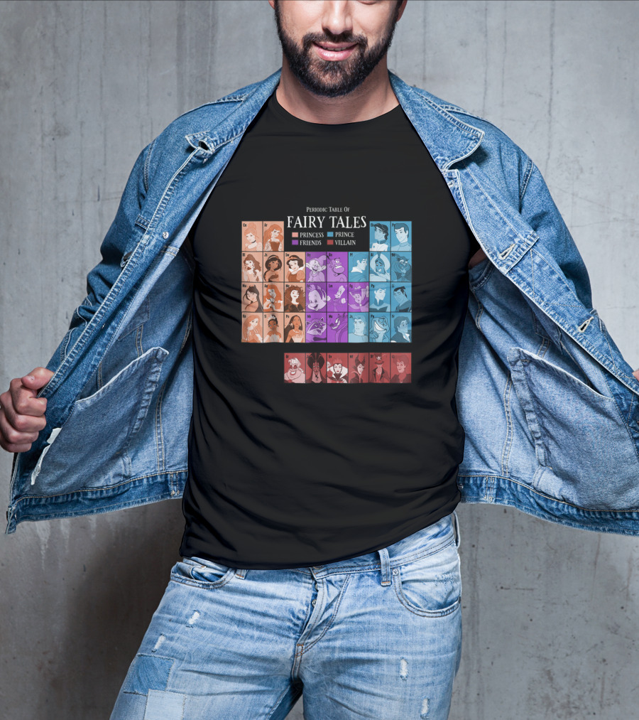 Periodic Table Of Fairy Tales Princess Prince Friends Villain Disney Films T-Shirt