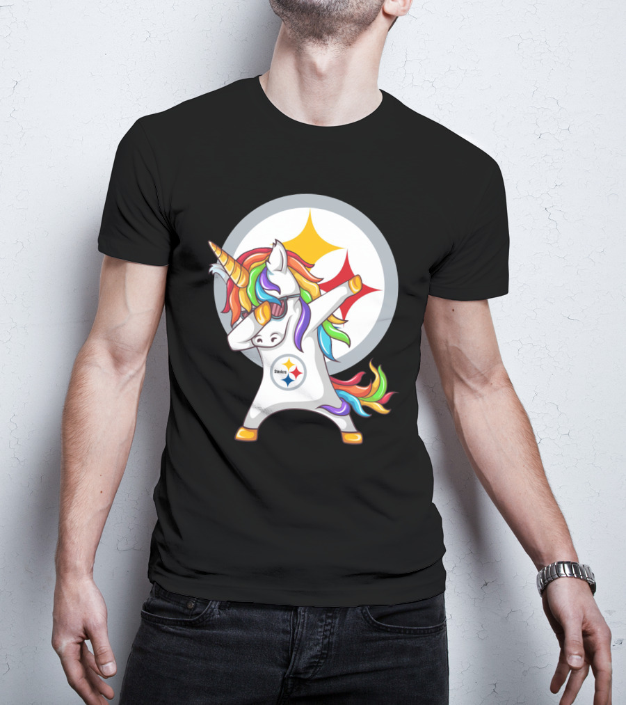 Steelers Rainbow Unicorn Dab With Pittsburgh Steelers T-Shirt