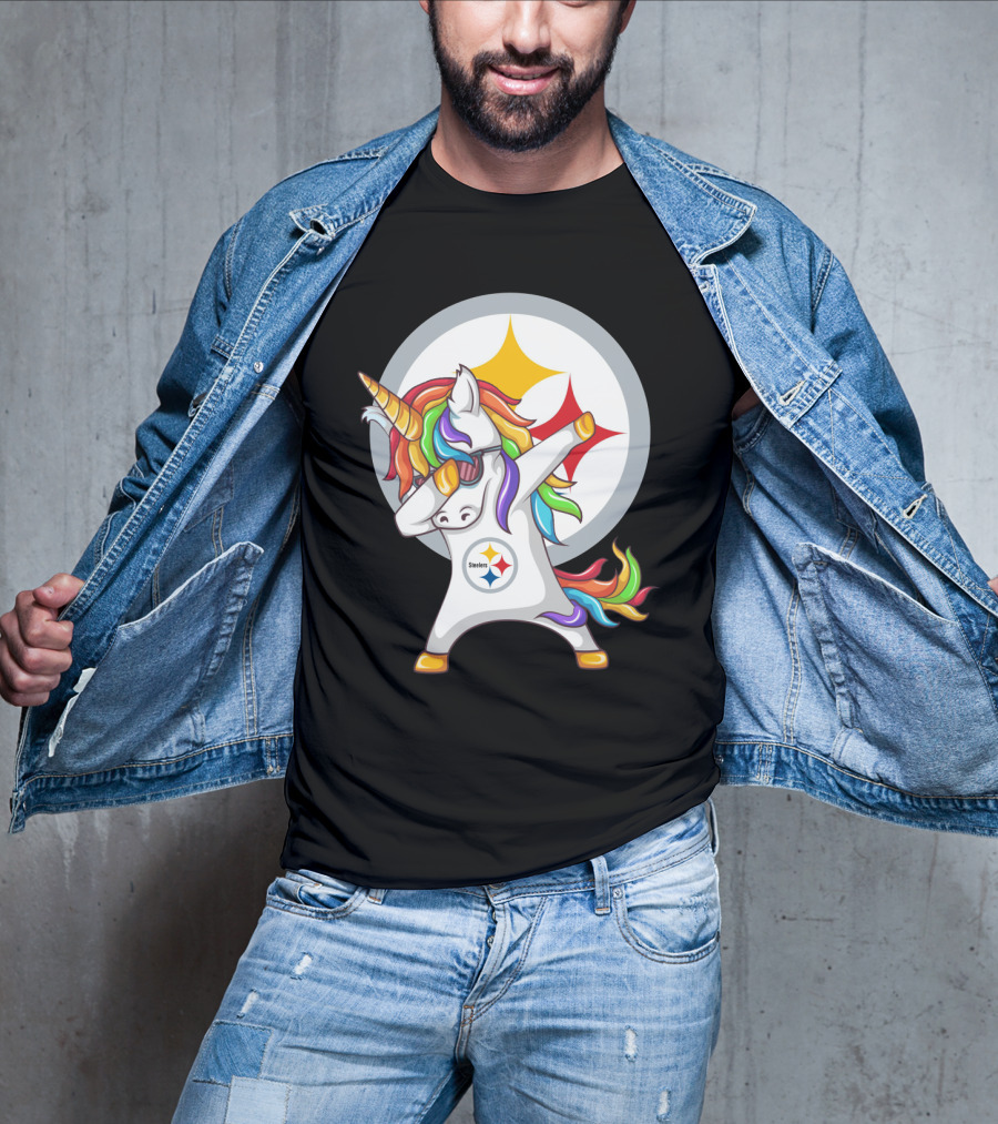 Steelers Rainbow Unicorn Dab With Pittsburgh Steelers T-Shirt