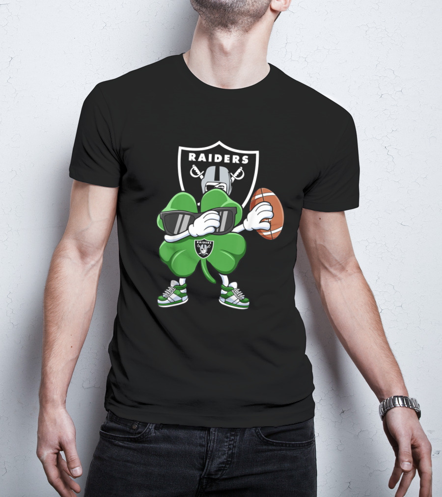 Raiders Shamrock Dabbing St. Patrick's Day Football Manter T-Shirt