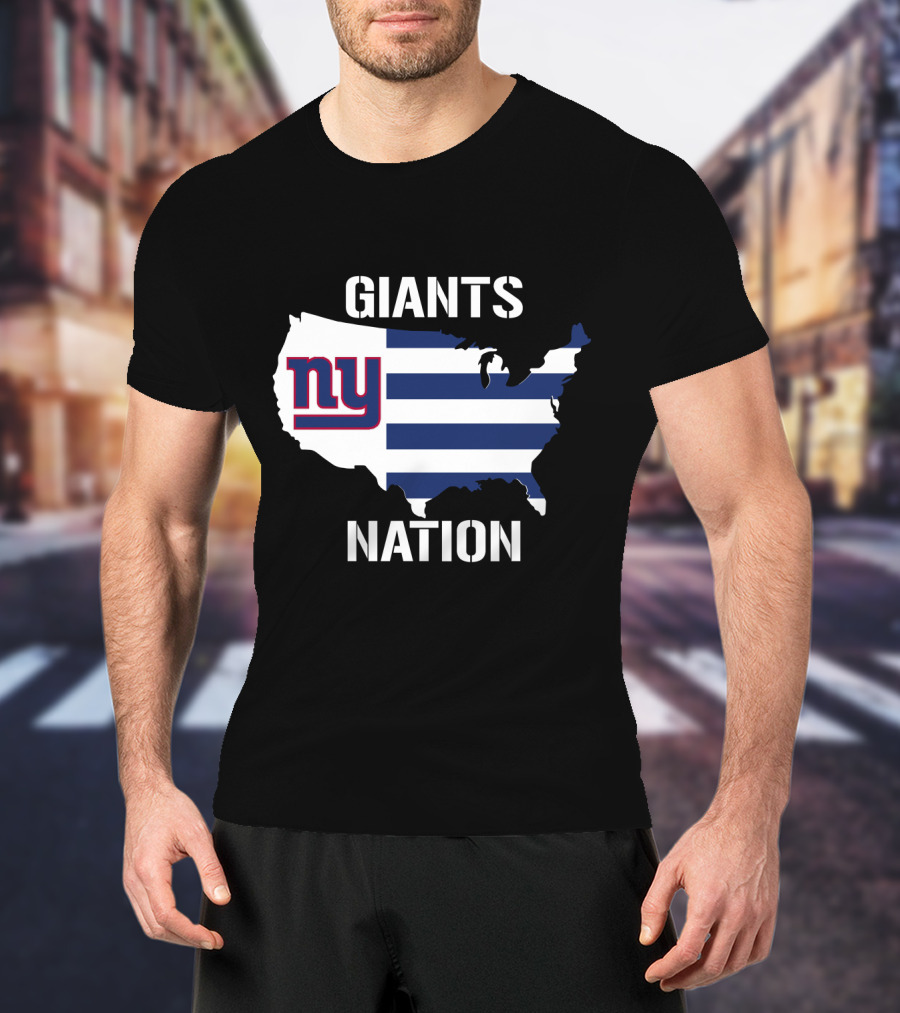 NY Giants Nation USA Map Stripes T-Shirt