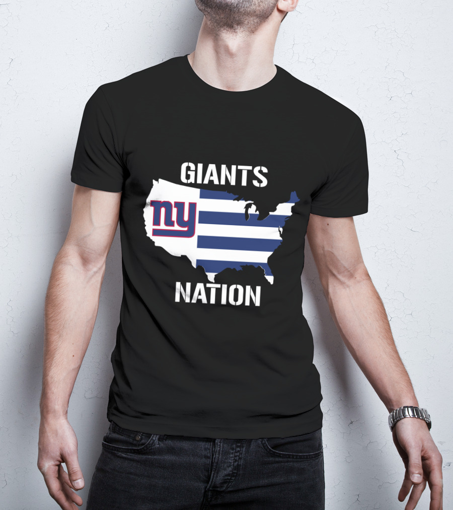 NY Giants Nation USA Map Stripes T-Shirt