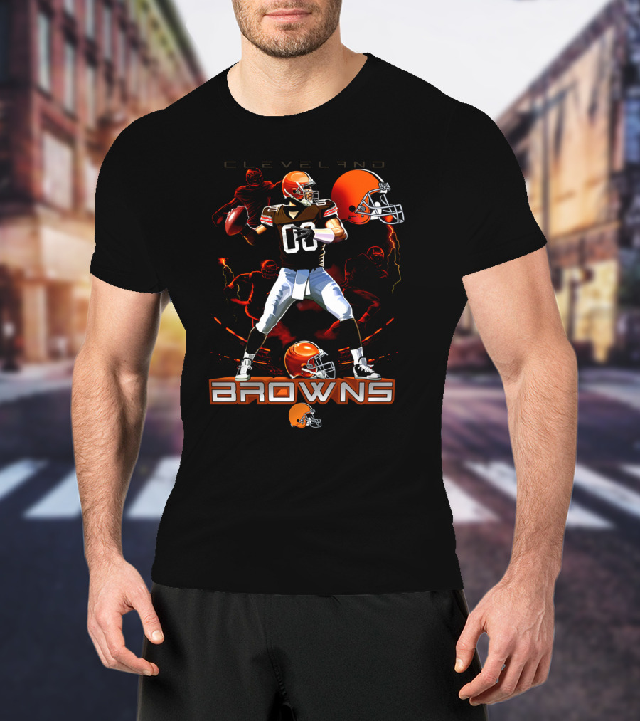Cleveland Browns Quarterback Football Player With Helmets And Action Poses T-Shirt