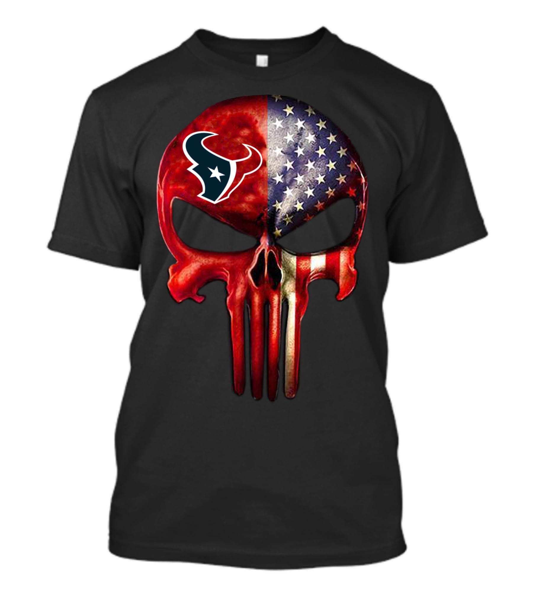 Houston Texans American Flag Skull For True Fan Only T-Shirt