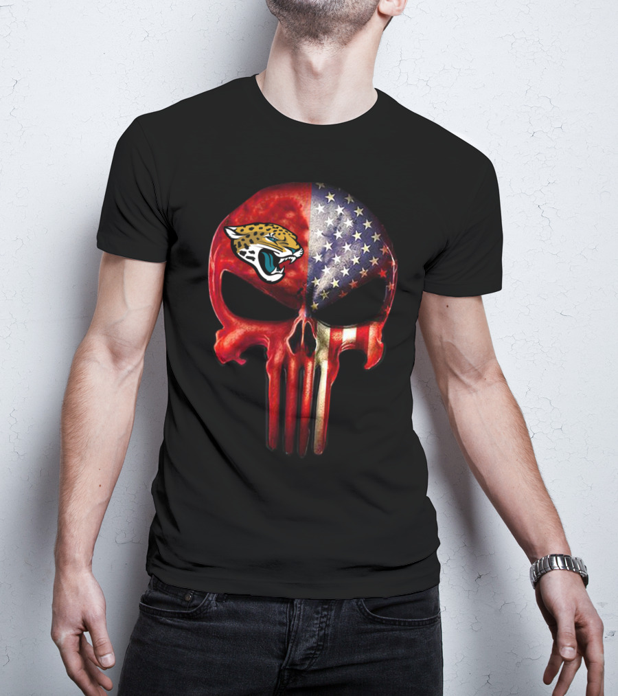 Jacksonville Jaguars American Flag Punisher Skull T-Shirt