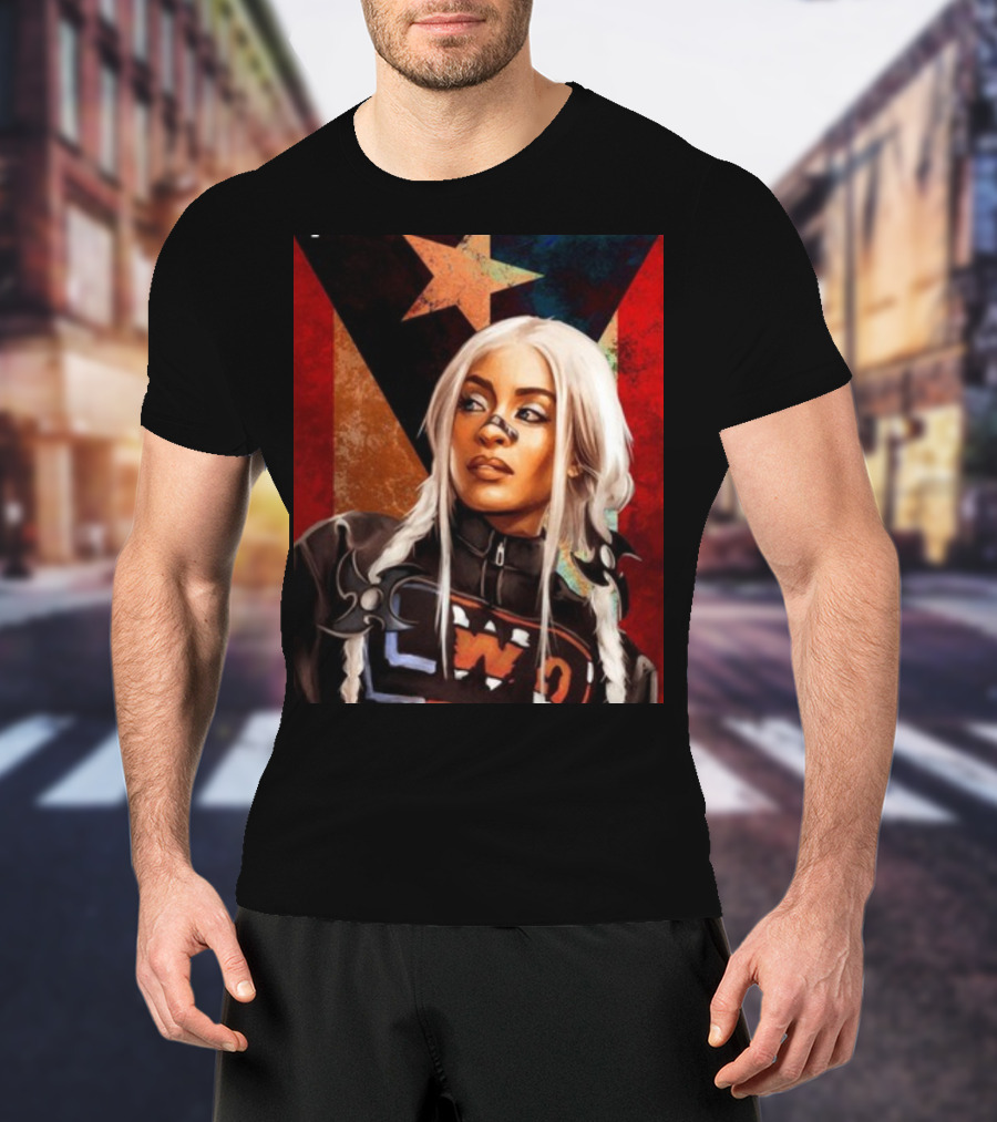 LWO Zelina Vega Fear La Chancla Puerto Rican Flag Background T-Shirt