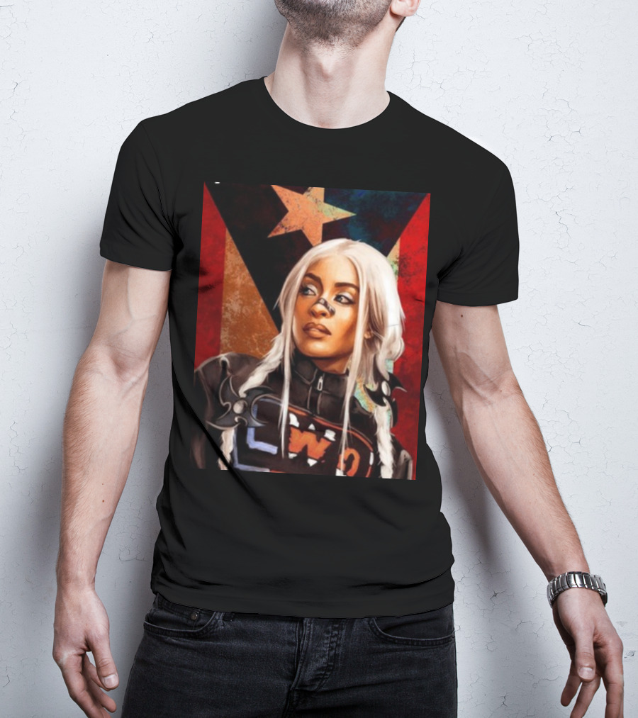 LWO Zelina Vega Fear La Chancla Puerto Rican Flag Background T-Shirt