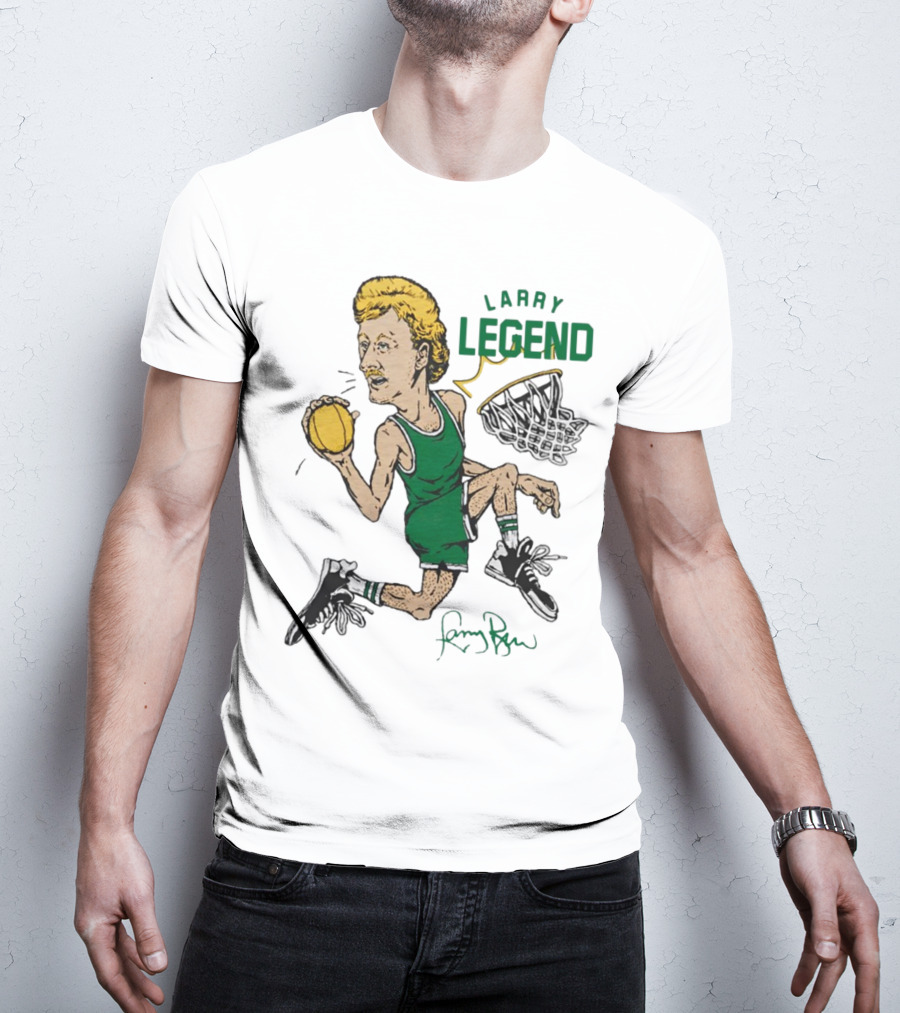 Larry Legend Layup Basketball Icon With Signature T-Shirt