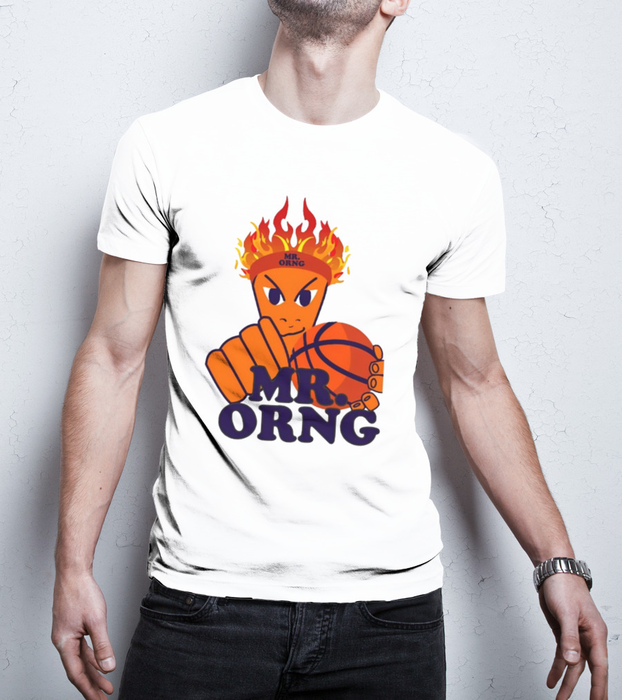 MR ORNG Basketball Flame Fist Character T-Shirt