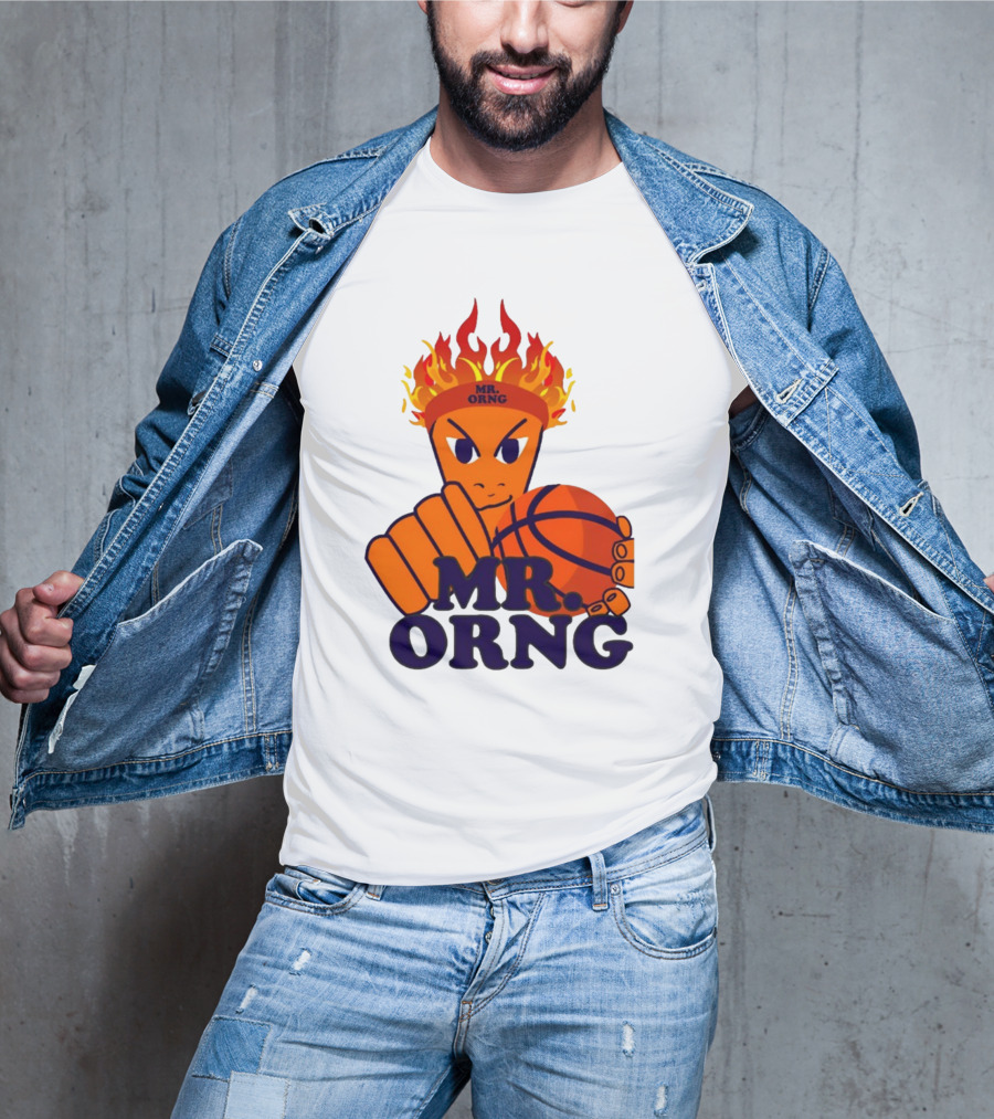 MR ORNG Basketball Flame Fist Character T-Shirt