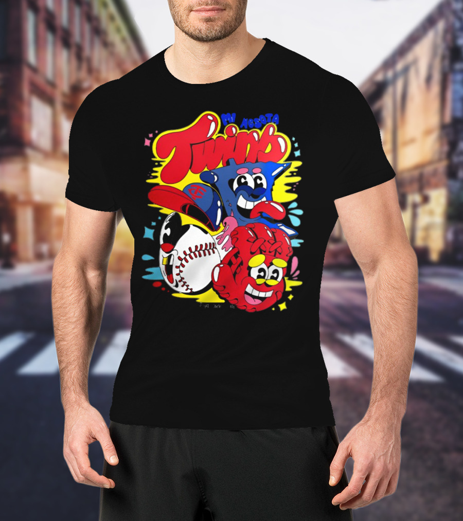 Minnesota Twins Cartoon Characters Baseball Art Evan Weselmann T-Shirt