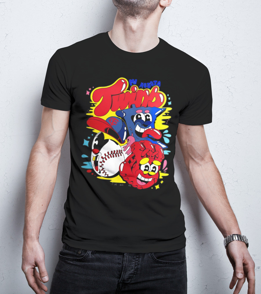 Minnesota Twins Cartoon Characters Baseball Art Evan Weselmann T-Shirt