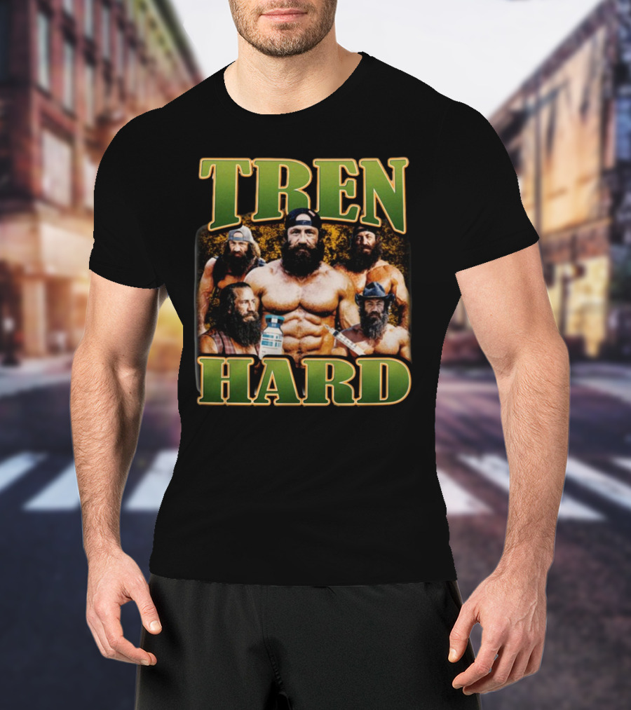 TREN HARD Bodybuilding Bearded Muscular Men With Medicine Bottle T-Shirt