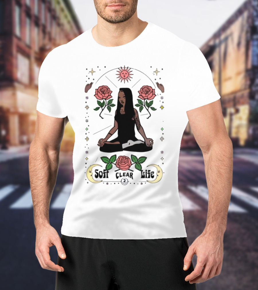 Summer Walker Soft Clear Life Yoga Meditation Roses Moon Sun T-Shirt