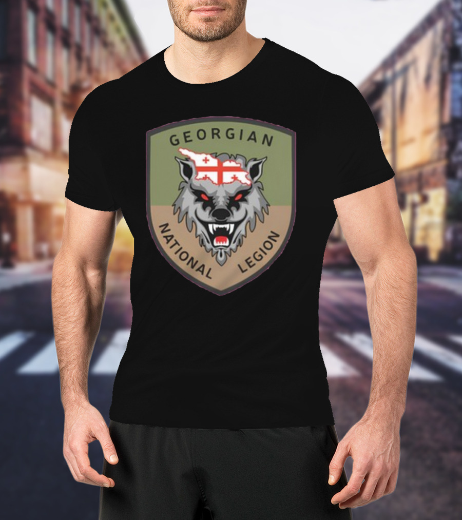 Georgian National Legion Wolf Emblem Georgian Flag мотопіхотний Батальйон 100 ог Бригада T-Shirt