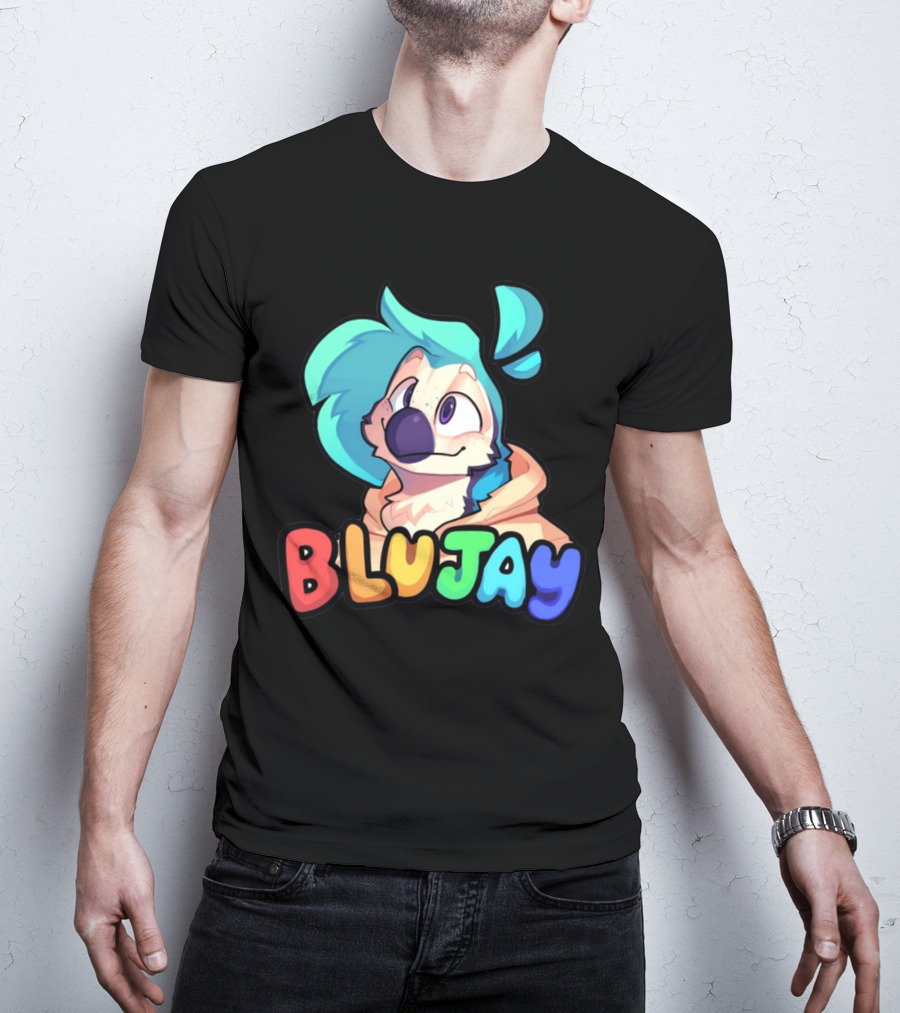 BLUJAY Blue-Haired Cartoon Character T-Shirt