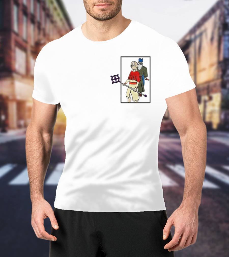 Avatar Aang And Wise Old Man With King Hat And Purple Staff T-Shirt