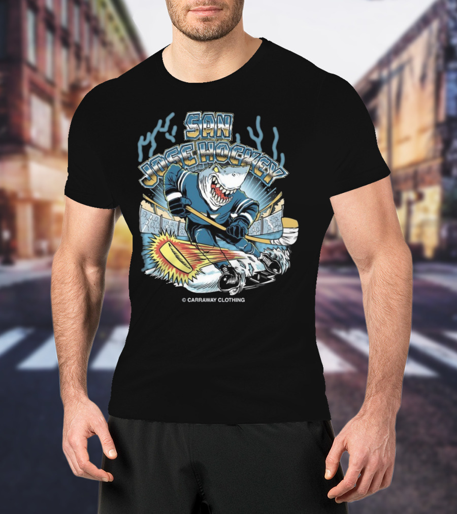 San Jose Hockey Shark Ice Action Caraway Clothing T-Shirt