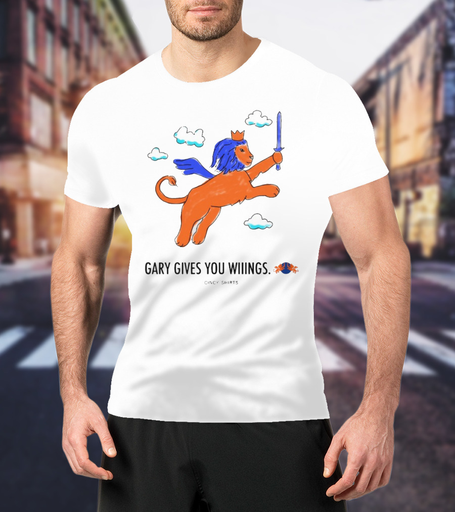 Gary Gives You Wings Flying Lion Sword Clouds Cincy T-Shirt