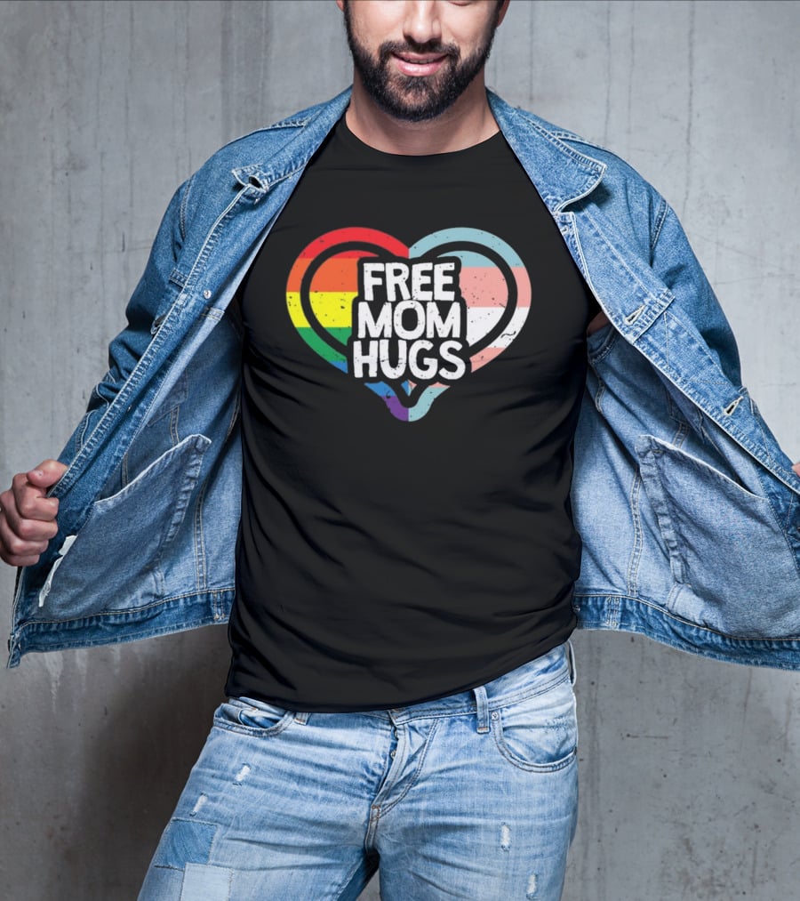 Free Mom Hugs Rainbow Heart Pride Vintage T-Shirt