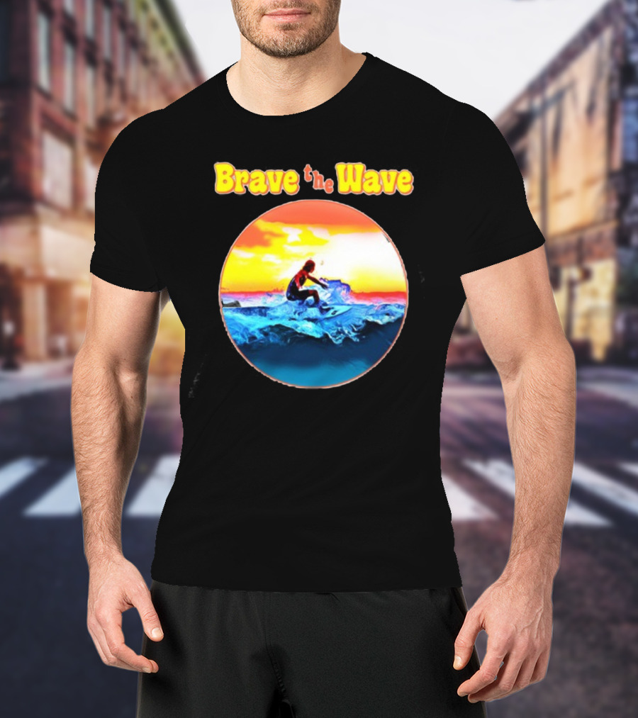 Brave The Wave Surfer At Sunset T-Shirt