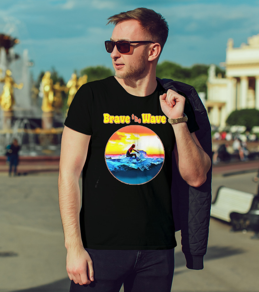 Brave The Wave Surfer At Sunset T-Shirt