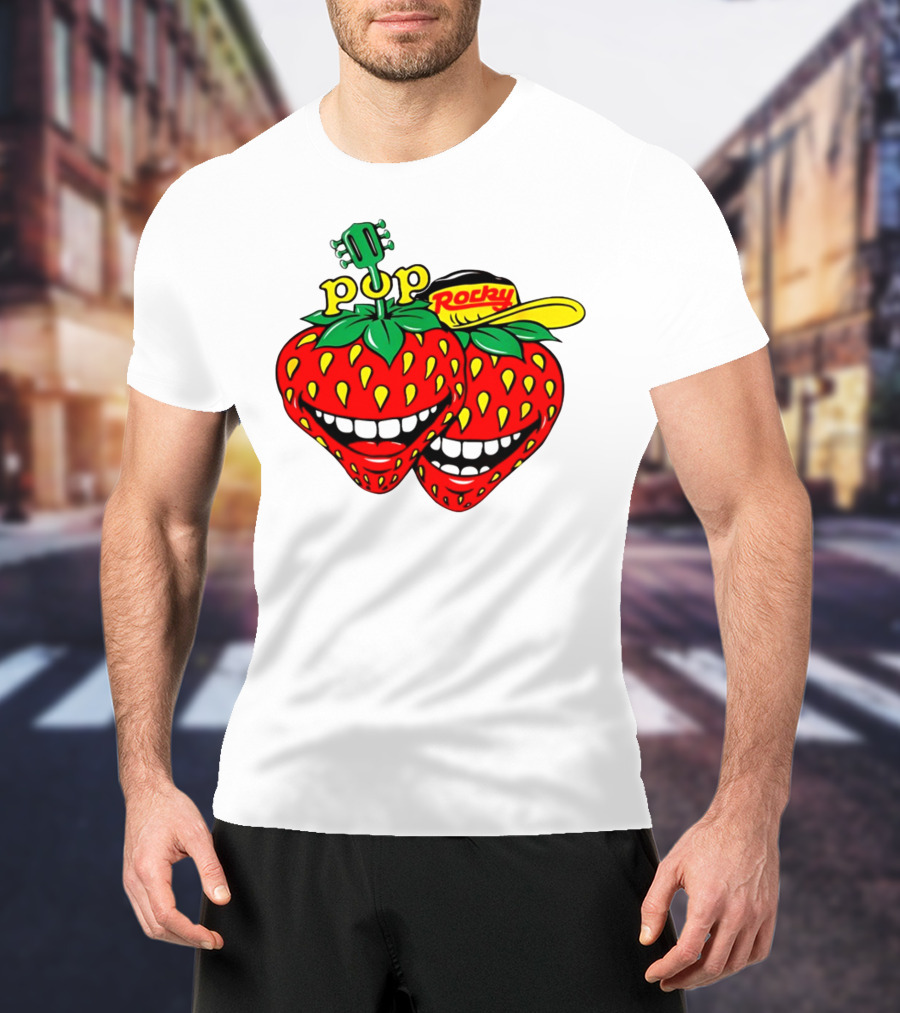 Pop Rocky Strawberry Guitar Grin T-Shirt