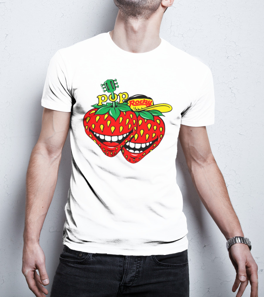 Pop Rocky Strawberry Guitar Grin T-Shirt