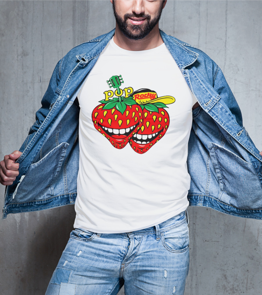 Pop Rocky Strawberry Guitar Grin T-Shirt