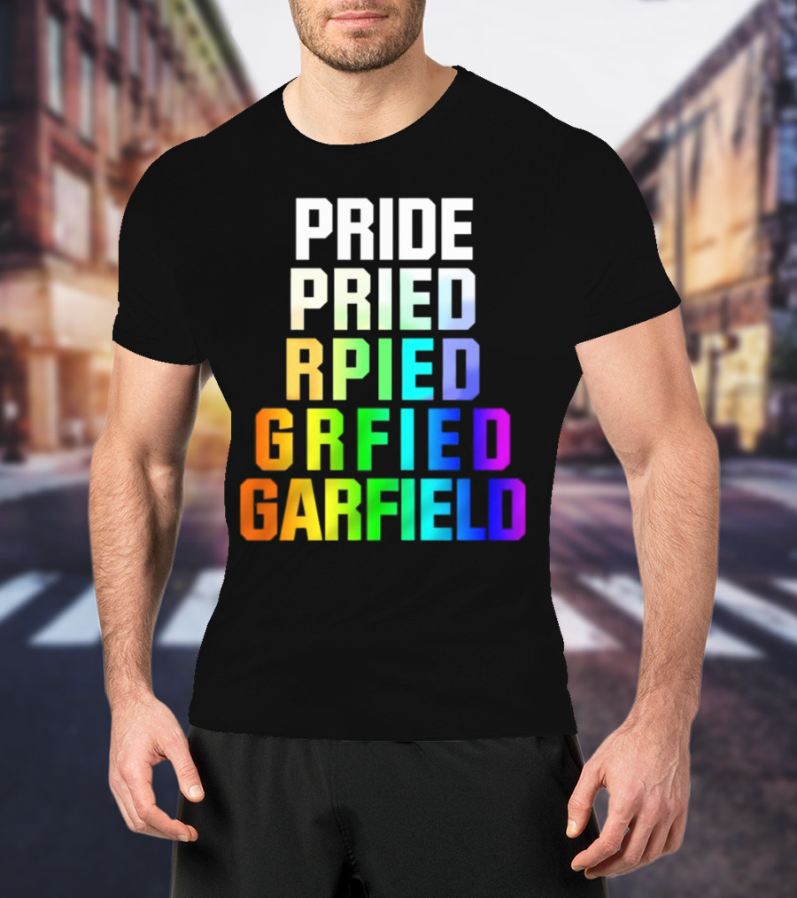 Pride Rainbow Garfield Parody Text Evolution T-Shirt