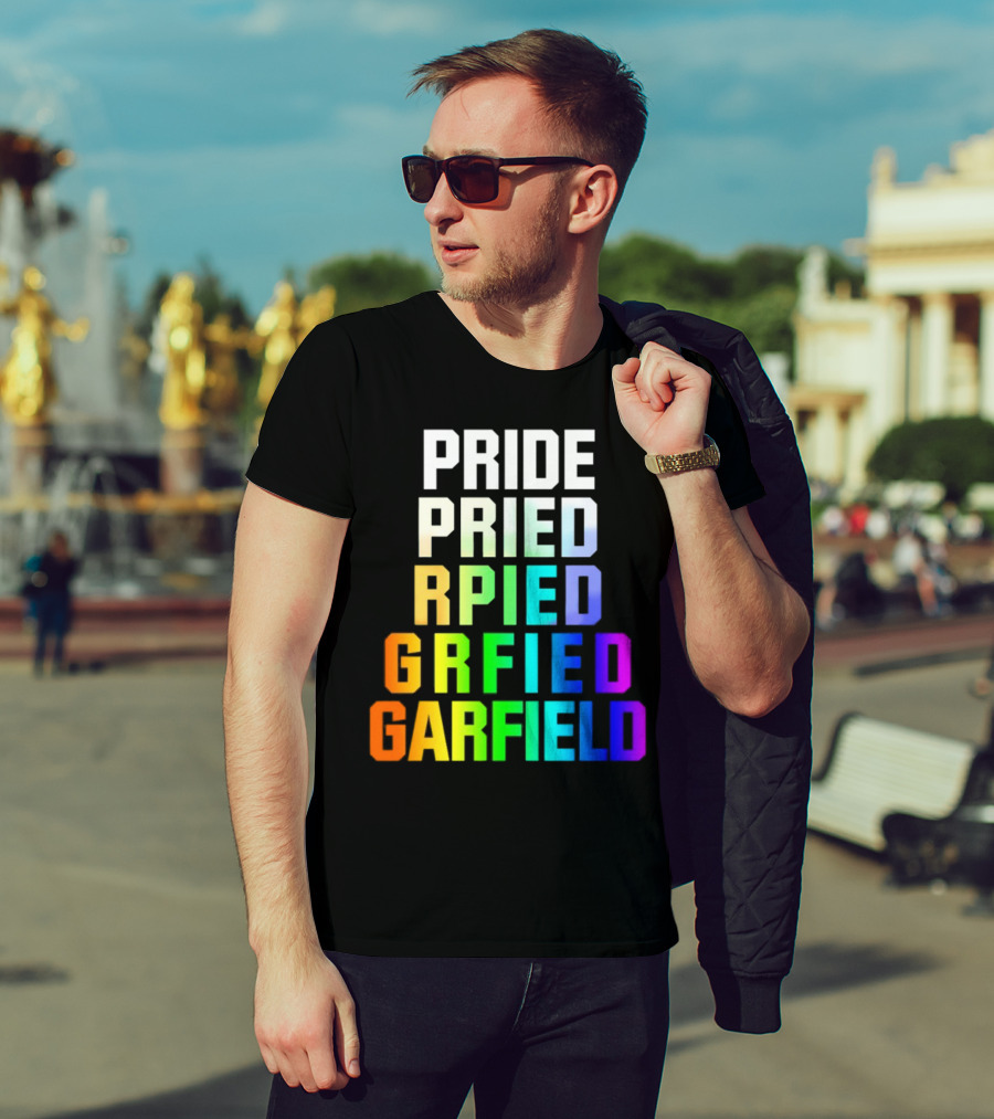 Pride Rainbow Garfield Parody Text Evolution T-Shirt