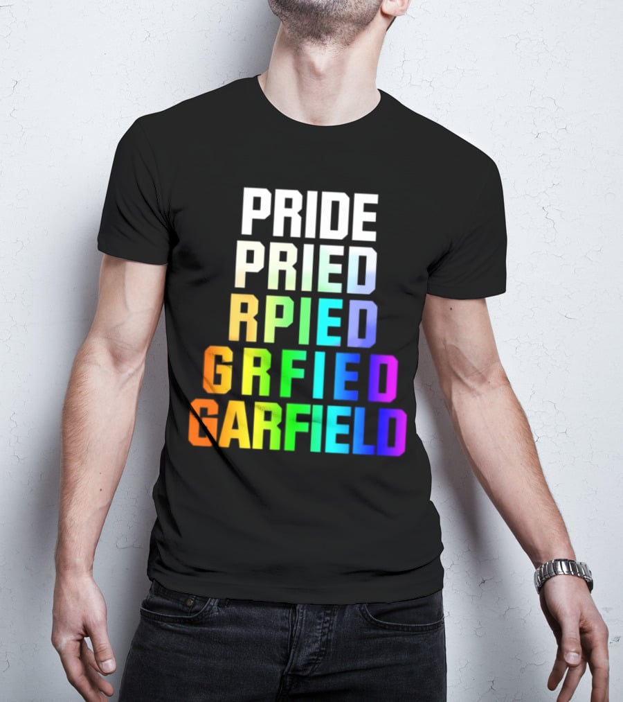 Pride Rainbow Garfield Parody Text Evolution T-Shirt