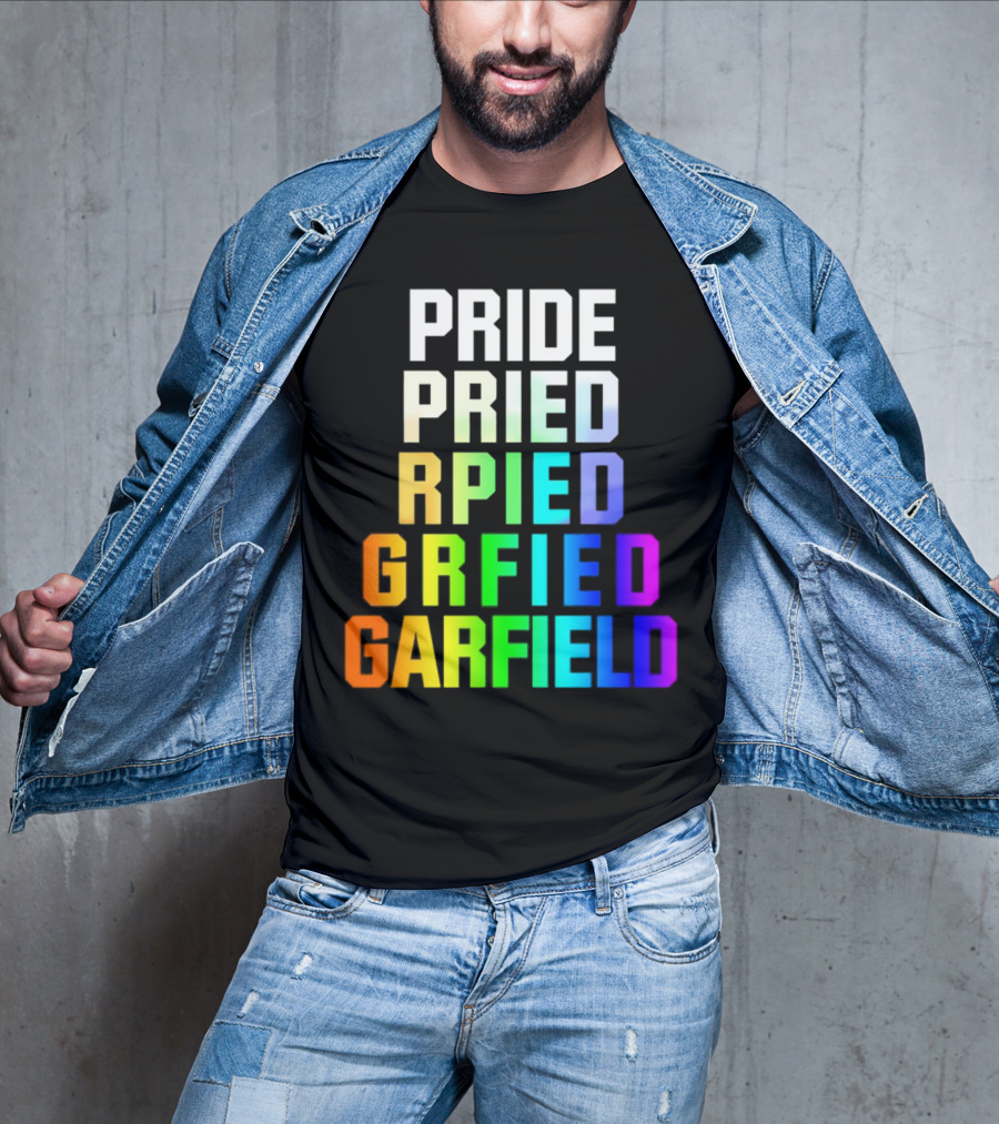 Pride Rainbow Garfield Parody Text Evolution T-Shirt