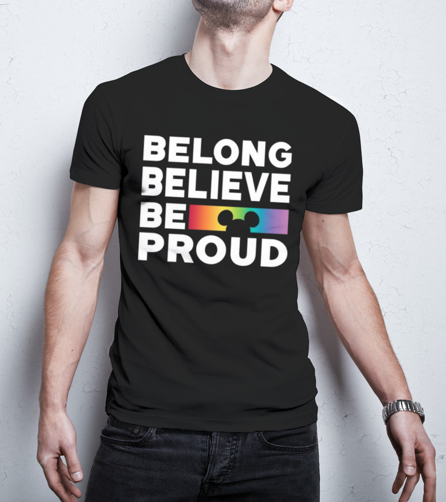 Belong Believe Be Proud Rainbow Mickey T-Shirt