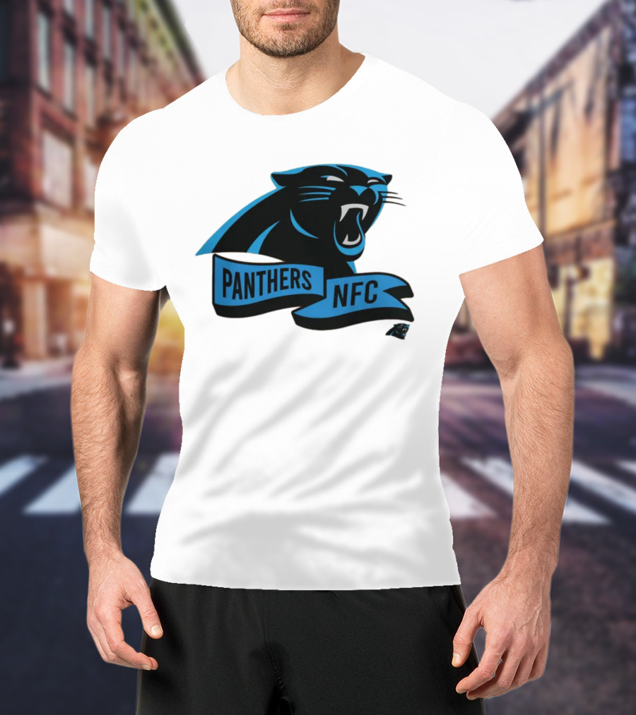 Men's Carolina Panthers New Era Cream Sideline Chrome Logo Panthers NFC T-Shirt