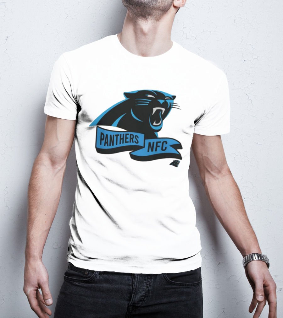 Men's Carolina Panthers New Era Cream Sideline Chrome Logo Panthers NFC T-Shirt