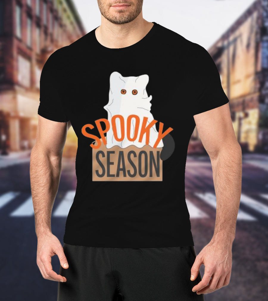 Spooky Season Cute Cat As Ghost Halloween T-Shirt