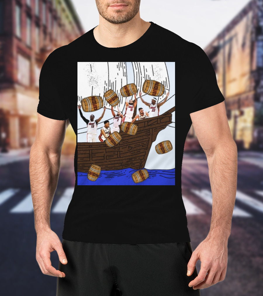 Miami Heat Cafecito Party Ship Adventure Before Flight To Denver T-Shirt