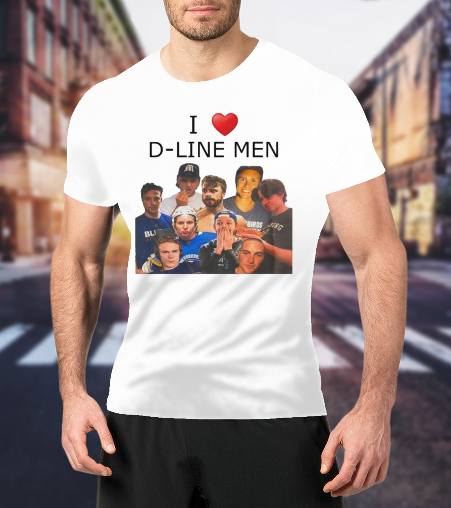 I ❤️ D-Line Men Blues Birds Sports Team Players T-Shirt